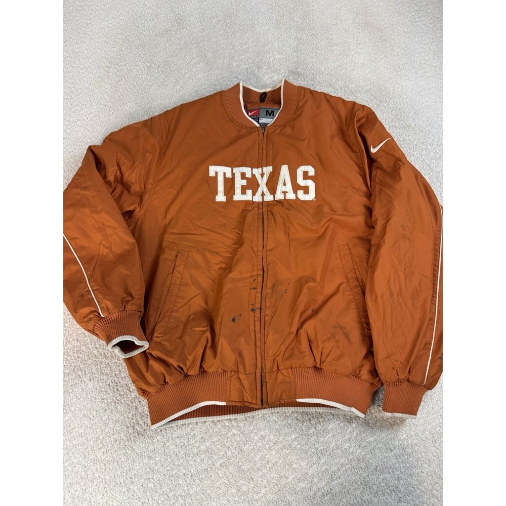 Nike UT Texas Longhorns Orange Full Zip Bomber Big Logo Jacket Men's Large